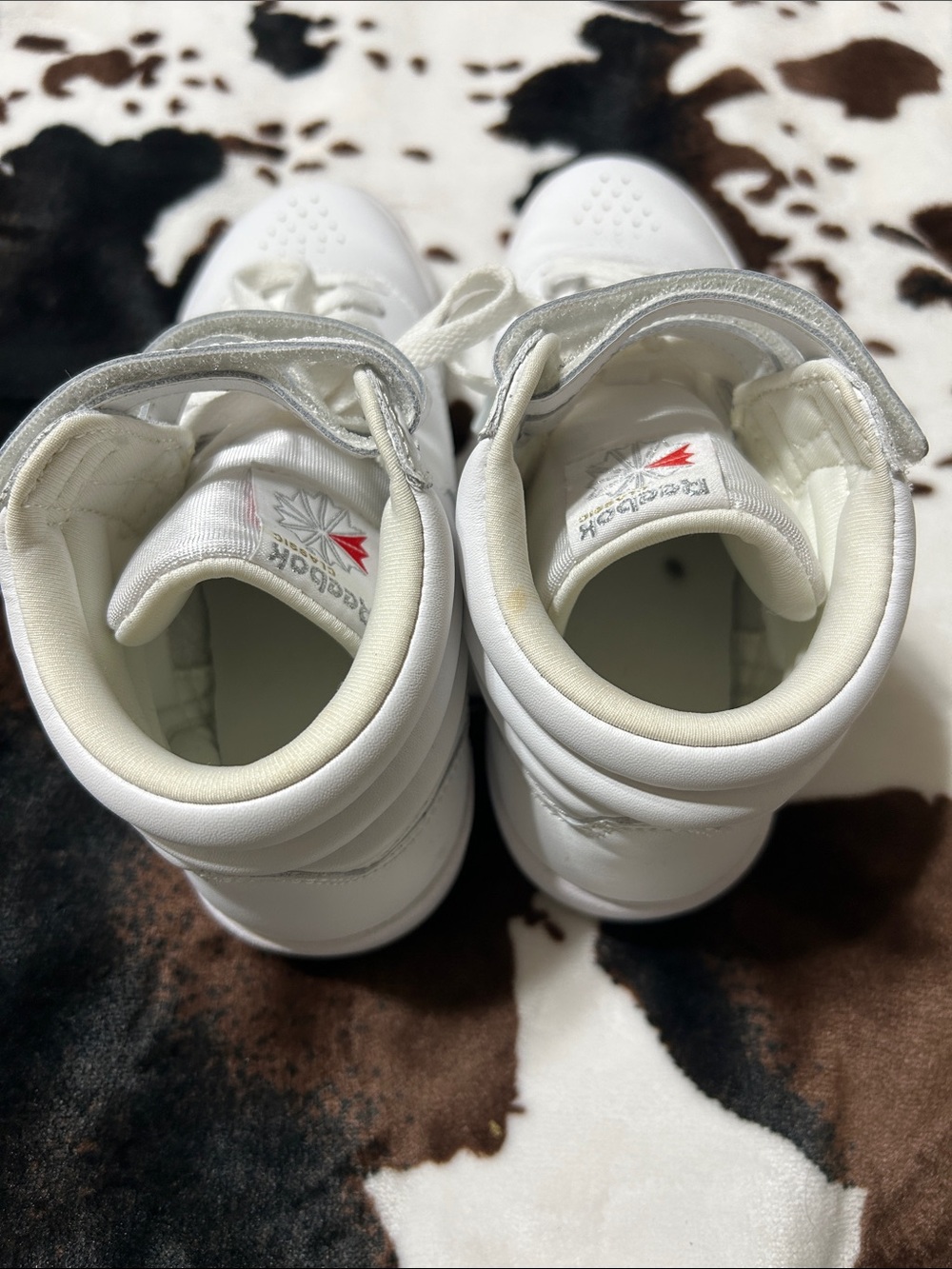 Reebok White High-Top Leather Sneakers with Twin Ankle Straps - Picture 3 of 5